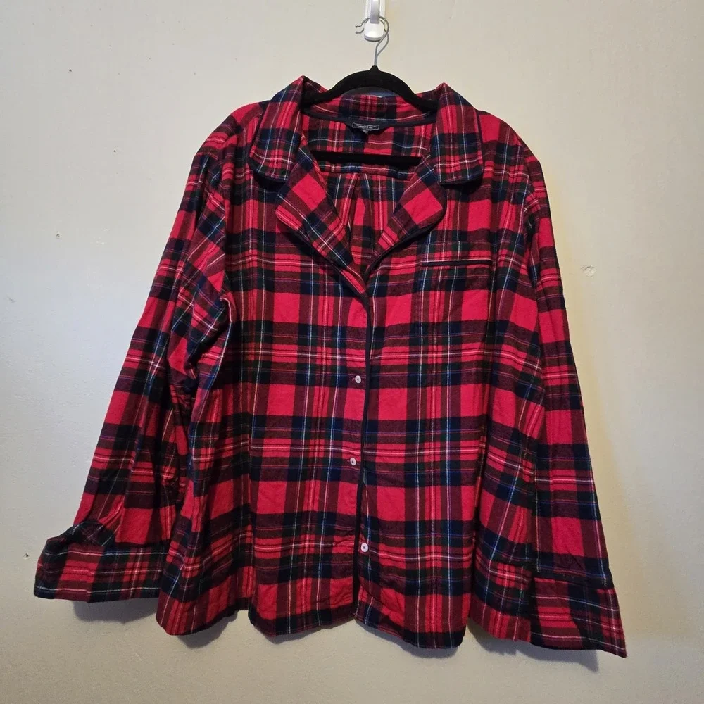 Vineyard Vines Plaid Flannel Pajama Set Womens Plus 3X Red Classic‎ Warm Holiday
